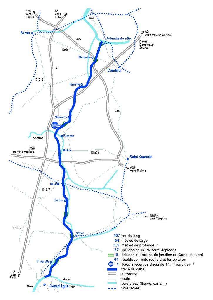 Le tracé du Canal Seine-Nord Europe