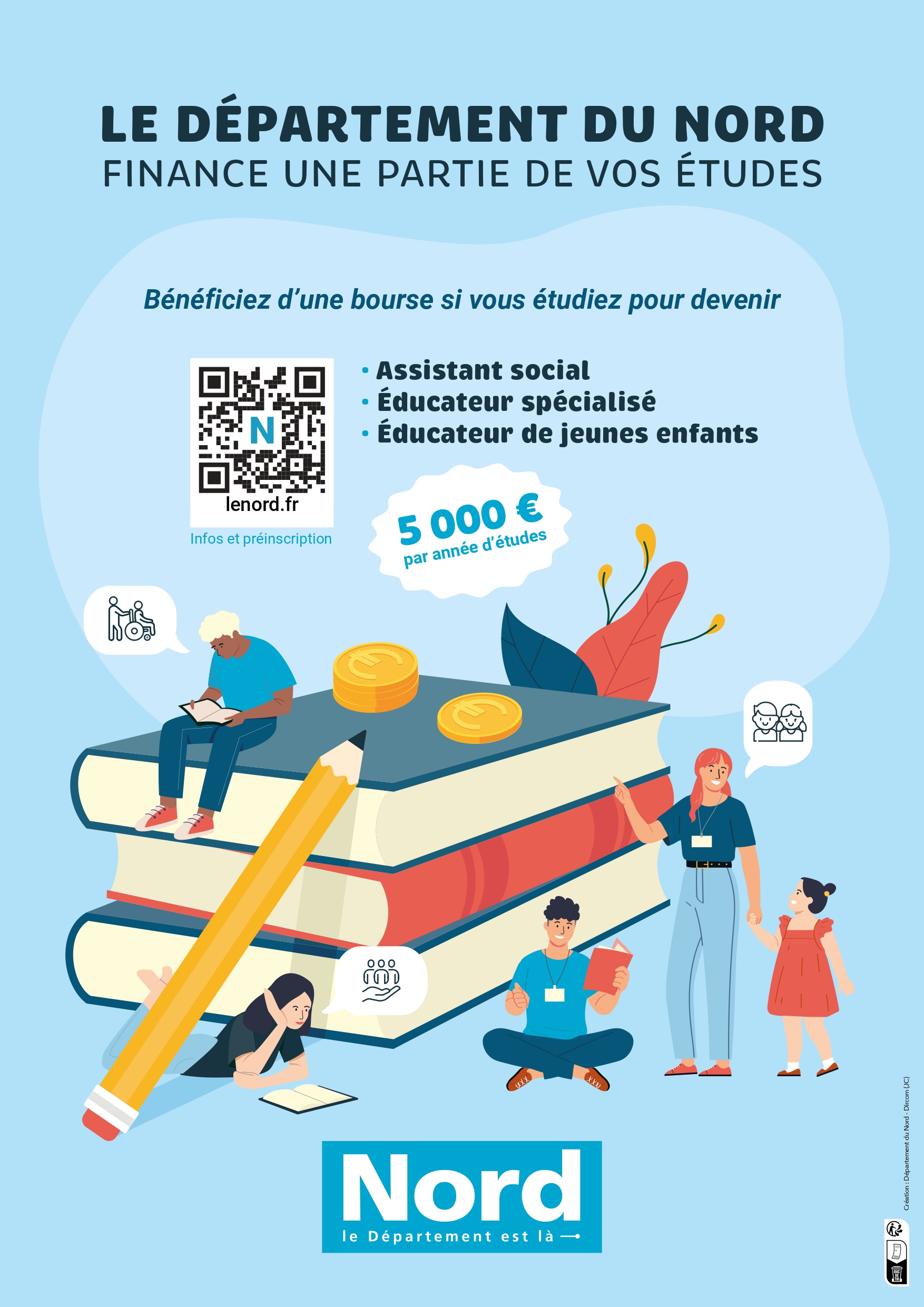 Le Département finance une partie de vos études - Bénéficiez d'une bourse si vous étudiez pour devenir assistant social, éducateur spécialisé ou éducateur de jeunes enfants.
