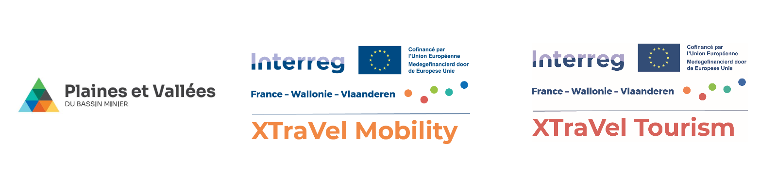 Logos Plaines et Vallées, XTraVel Mobility et XTraVel Tourism